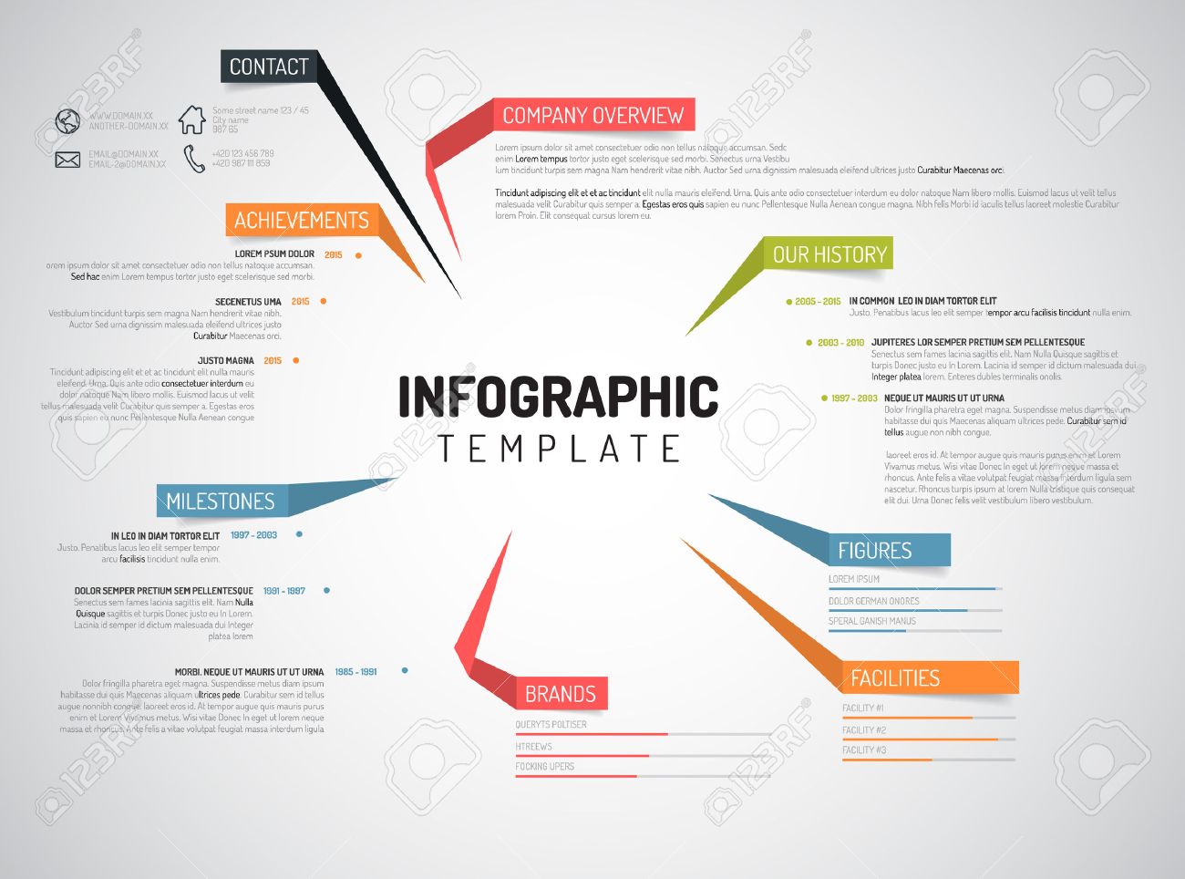 vector company infographic overview design template with colorful