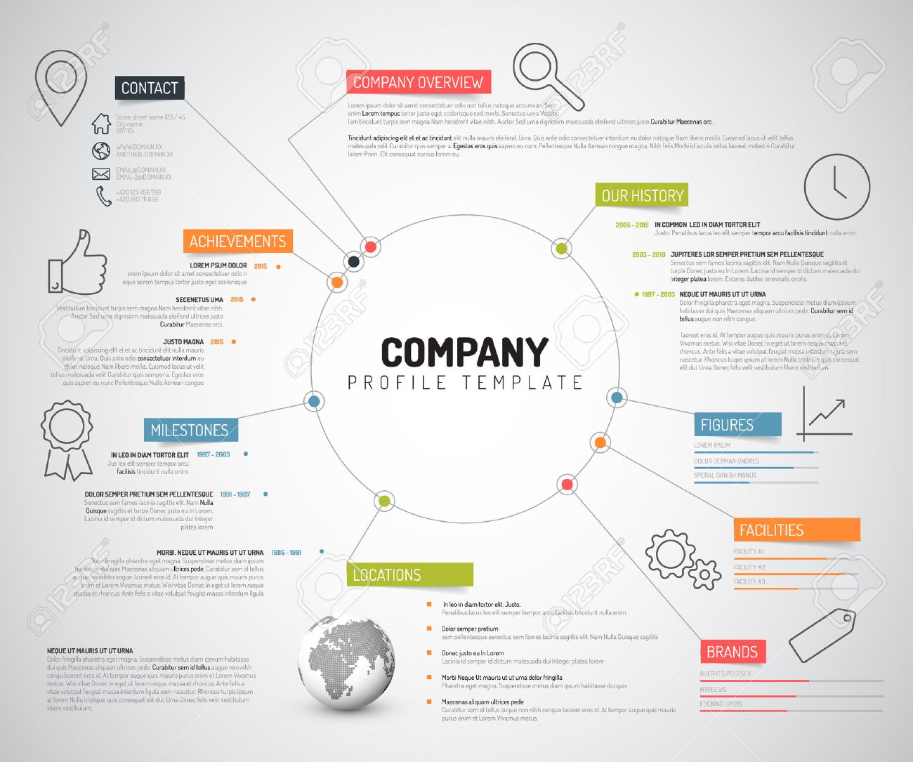 vector company infographic overview design template with colorful