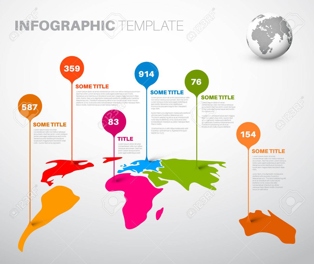 light world map infographic template with droplet pointer marks stock vector 47599812