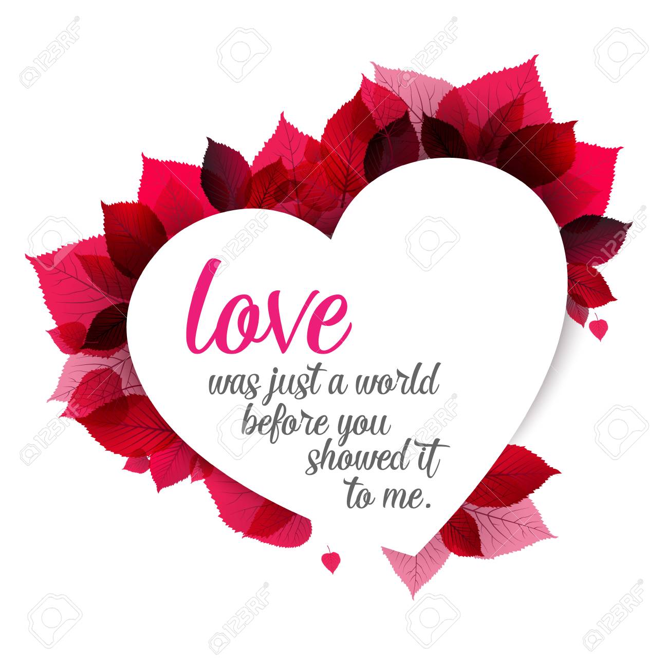 Fond Floral Abstrait Rose Carte D Amour De Saint Valentin Avec Citation L Amour Etait Juste Un Mot Avant Que Vous Me Le Montriez Clip Art Libres De Droits Svg Vecteurs Et Illustration