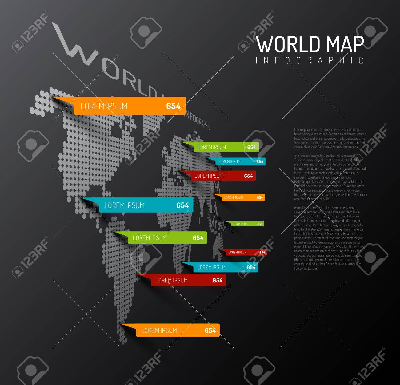 Mapa Del Mundo La Luz Plantilla De Infografia Con Las Marcas De