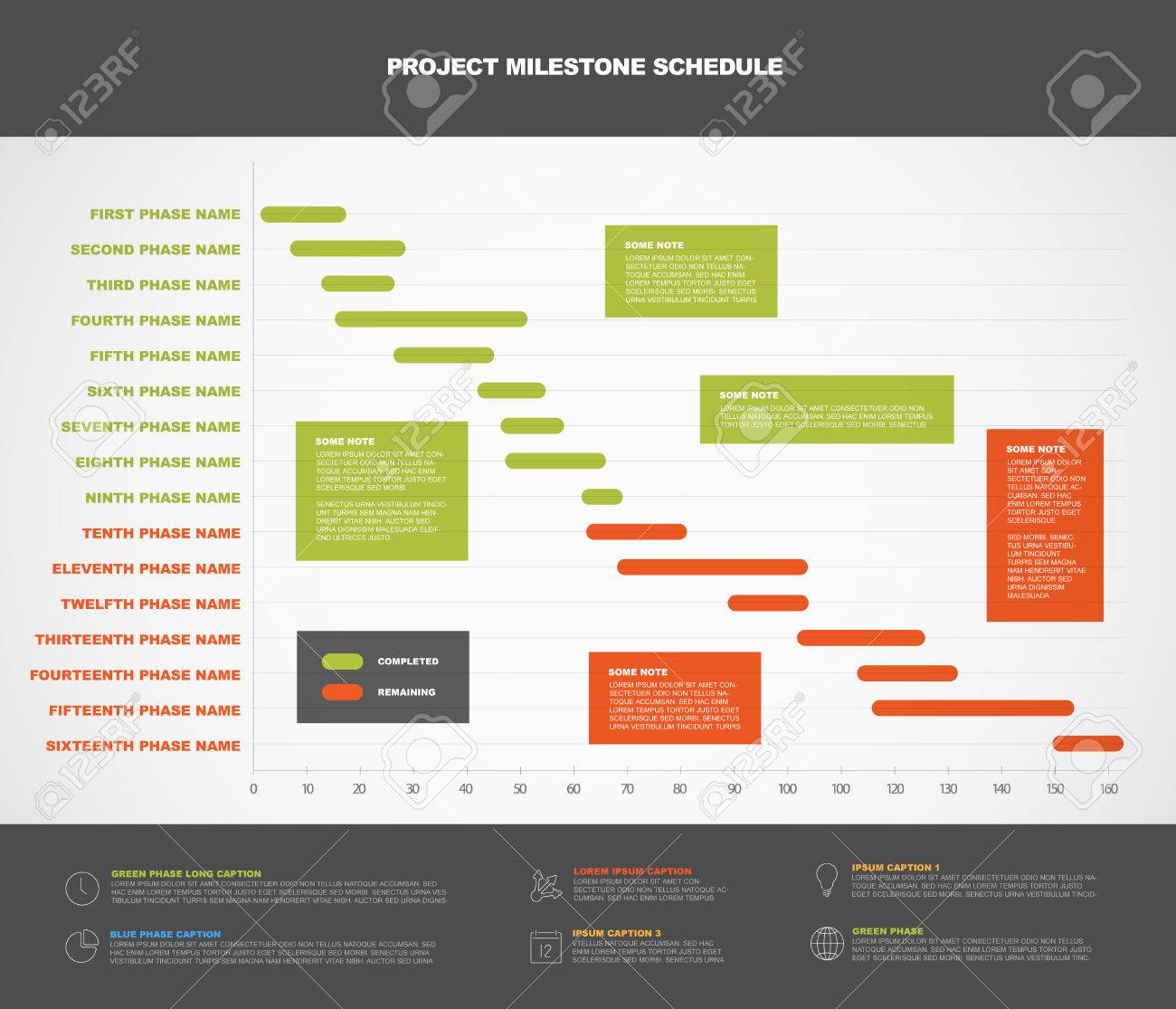 vector project timeline graph gantt progress chart of project project timeline graph