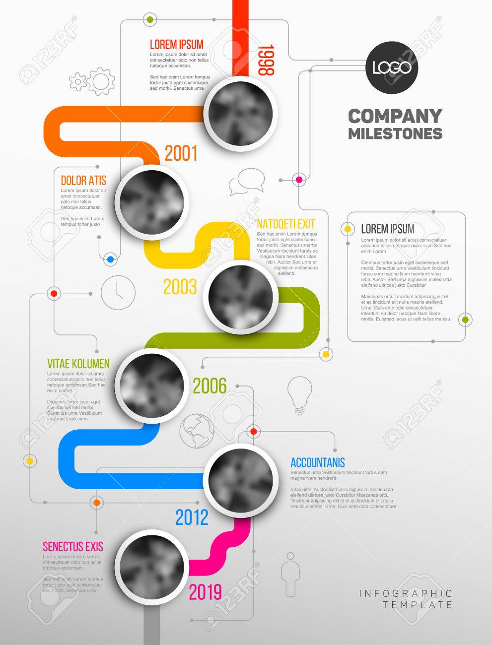 vector infographic company milestones timeline template with