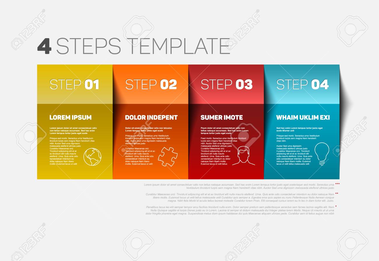 one two three four vector paper progress steps template with steps template