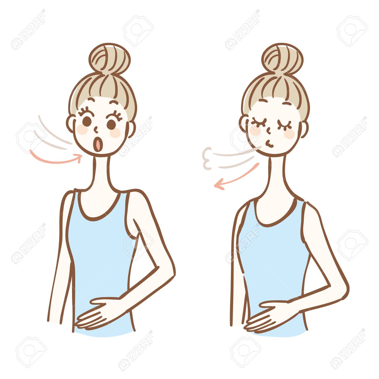 Woman Taking A Deep Breath Royalty Free SVG, Cliparts, Vectors, and Stock  Illustration. Image 139697446.