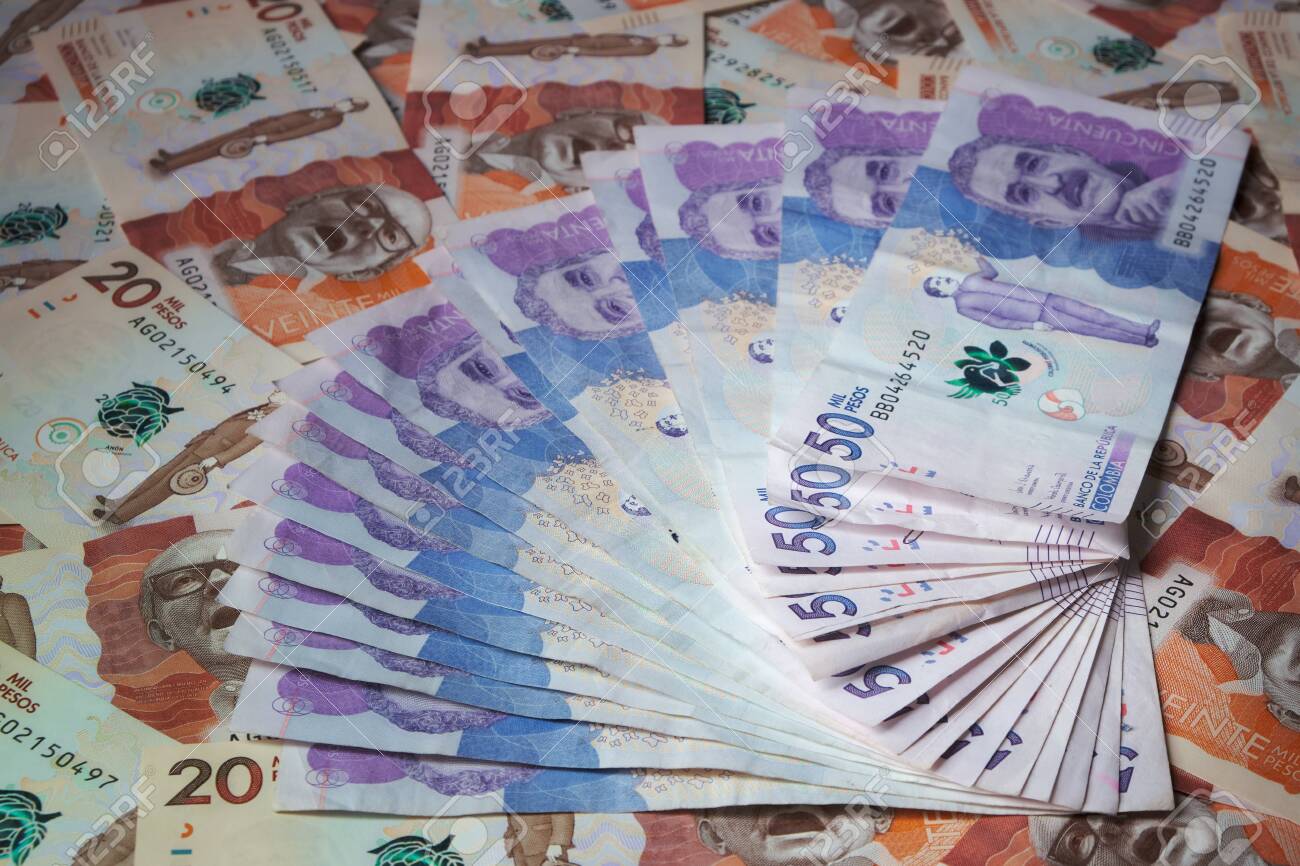 50000 Colombian Pesos Banknotes In A Fan Shape On A Background Of 20000 Pesos Banknotes Stock Photo Picture And Royalty Free Image Image 148907258