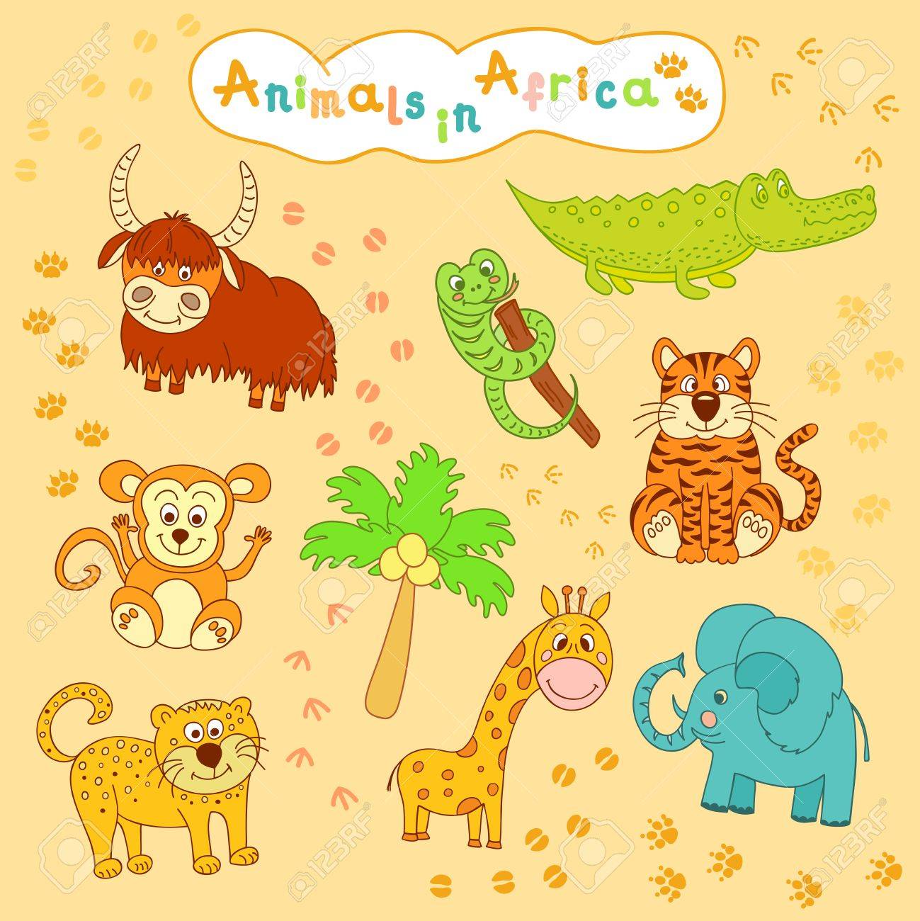 アフリカの動物の子供のカラフルなコレクション のイラスト素材 ベクタ Image アフリカの動物の子供のカラフルなコレクション のイラスト素材 ベクタ Image