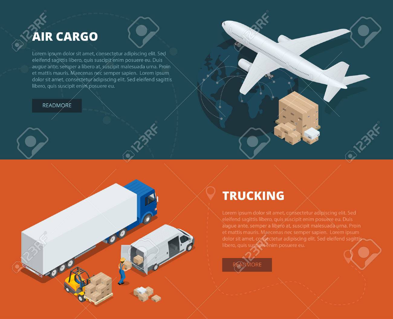 Logistic concept flat banners of air cargo, trucking. On-time delivery. Delivery and logistic Vector isometric illustration Vehicles designed to carry large numbers of cargo. Global logistics network - 52362248 Logistic concept flat banners of air cargo, trucking. On-time delivery. Delivery and logistic Vector isometric illustration Vehicles designed to carry large numbers of cargo. Global logistics network - 52362248