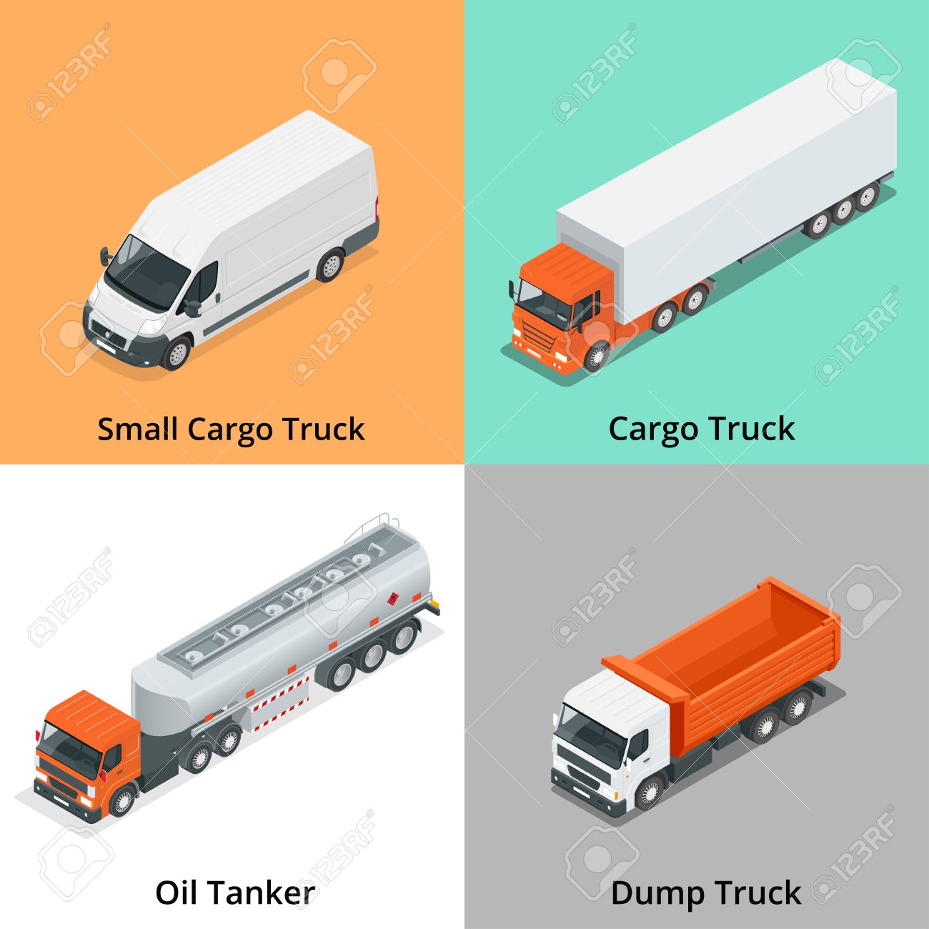 cargo truck set icons truck icon truck isometric 3d truck