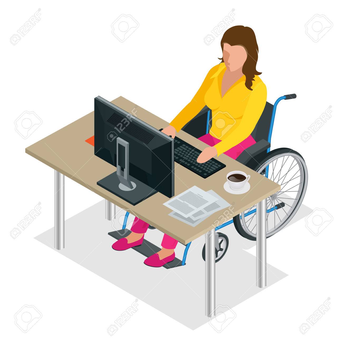 Mujer Con Discapacidad En Silla De Ruedas En Una Oficina De Trabajo ... Mujer Con Discapacidad En Silla De Ruedas En Una Oficina De Trabajo ...