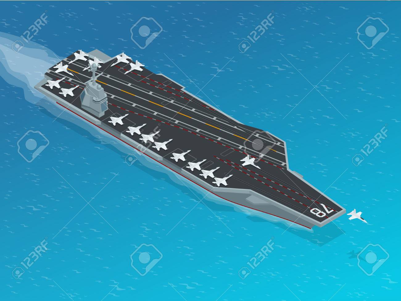 原子力空母に割り当てられた航空機 等尺性ベクトル アメリカ海軍原子力航空母艦 のイラスト素材 ベクタ Image