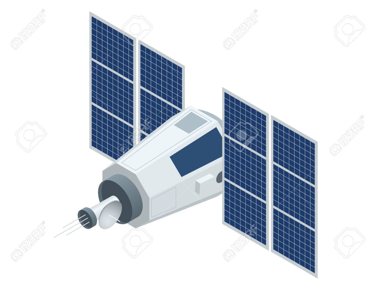 Gps 衛星 平らな 3 D ベクトル等尺性のイラストです 無線衛星技術 世界のグローバル ネット のイラスト素材 ベクタ Image