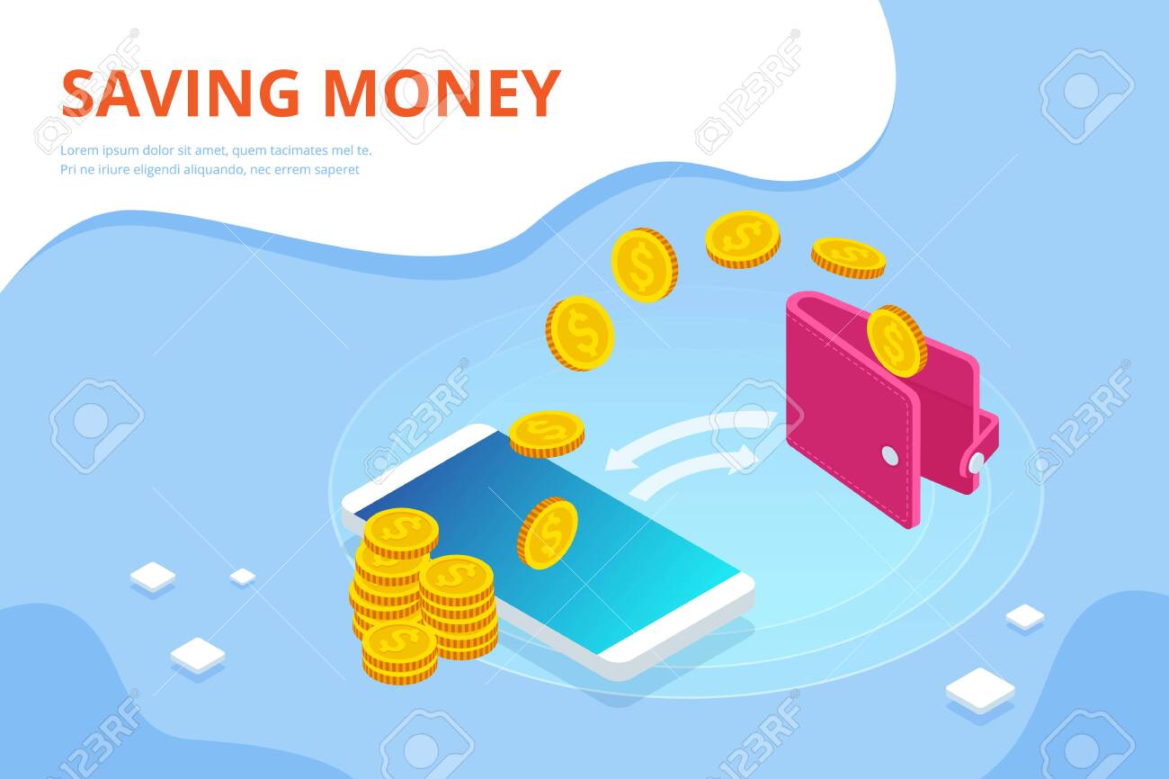 Reembolso Isométrico Y Concepto De Ahorro Reembolso De Dinero. Servicio De Pago Digital O Cashback Online. Factura Electrónica. Ilustraciones Vectoriales, Clip Art Vectorizado De Derechos. Image 133814374.