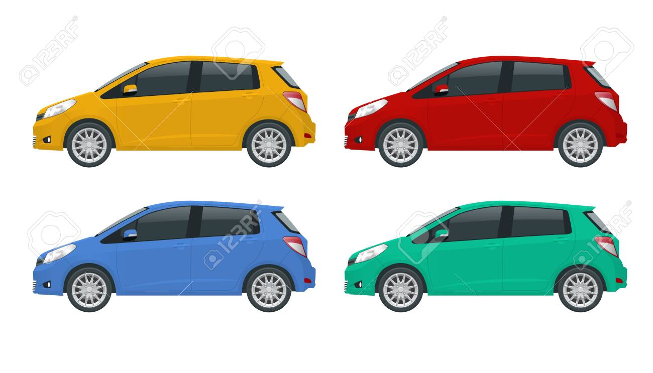 Subcompact hatchback car. Compact Hybrid Vehicle. Eco-friendly hi-tech auto. Template isolated on white View side. - 138295248 Subcompact hatchback car. Compact Hybrid Vehicle. Eco-friendly hi-tech auto. Template isolated on white View side. - 138295248