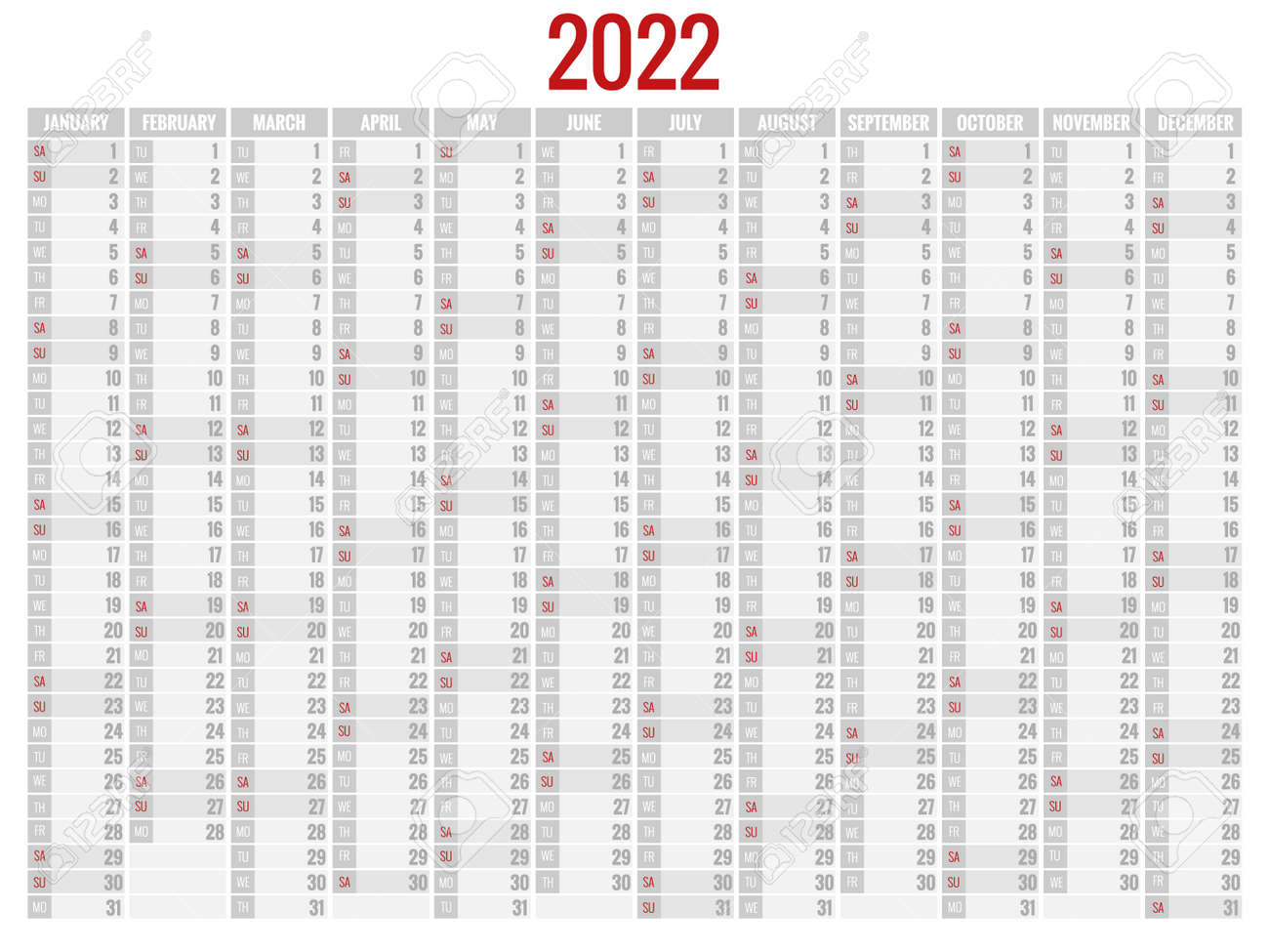 Calendar Planner For 2022. Calendar Template For 2022. Stationery Design  Print Template With Place For Photo, Your Logo And Text. Corporate And  Business Vertical Calendar. Royalty Free SVG, Cliparts, Vectors, And Stock