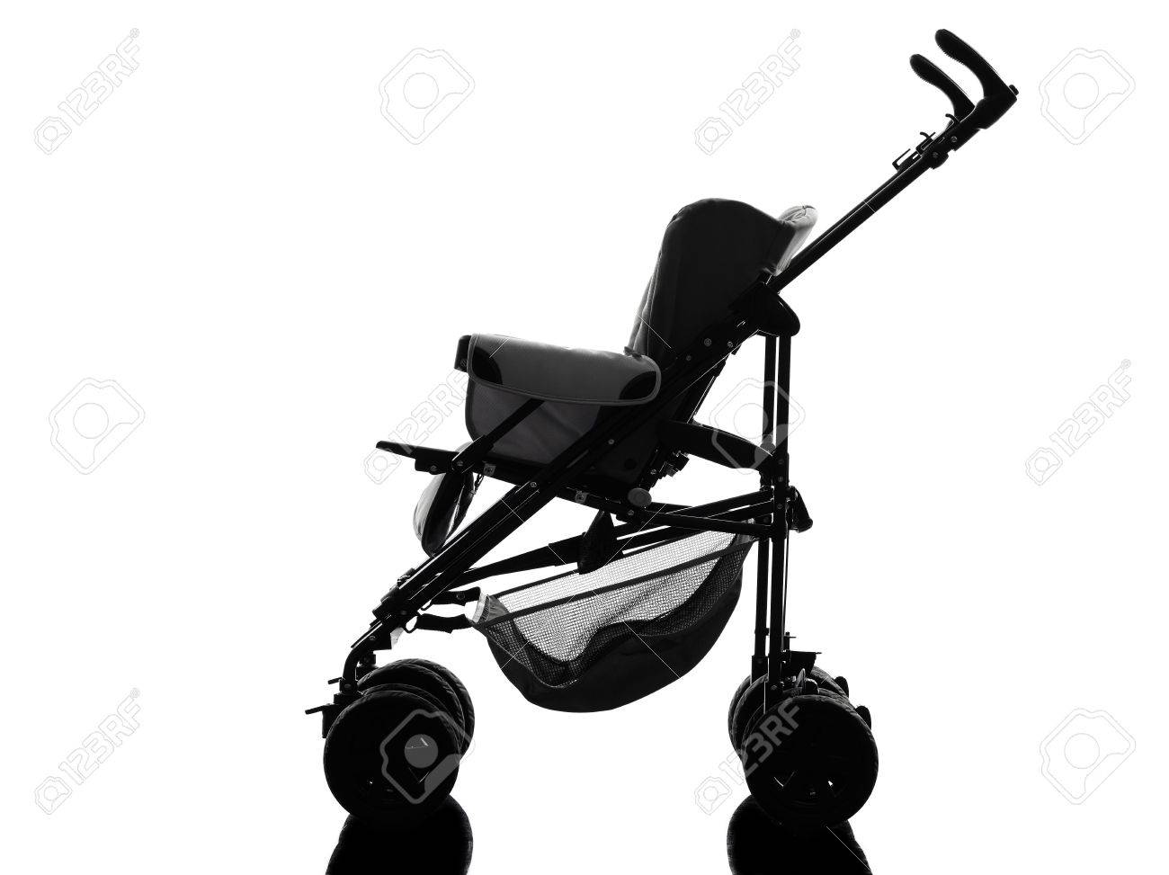 one stroller prams baby carriage silhouette on white background stock photo 24397480