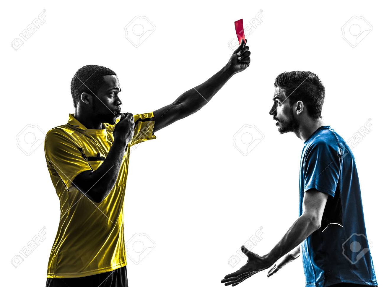 2 人サッカー選手と審判の赤を示す白い背景のシルエット カードします の写真素材 画像素材 Image 2 人サッカー選手と審判の赤を示す白い背景のシルエット カードします の写真素材 画像素材 Image