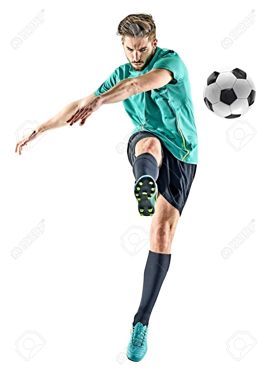 one caucasian soccer player man isolated on white background - 97045049 one caucasian soccer player man isolated on white background - 97045049