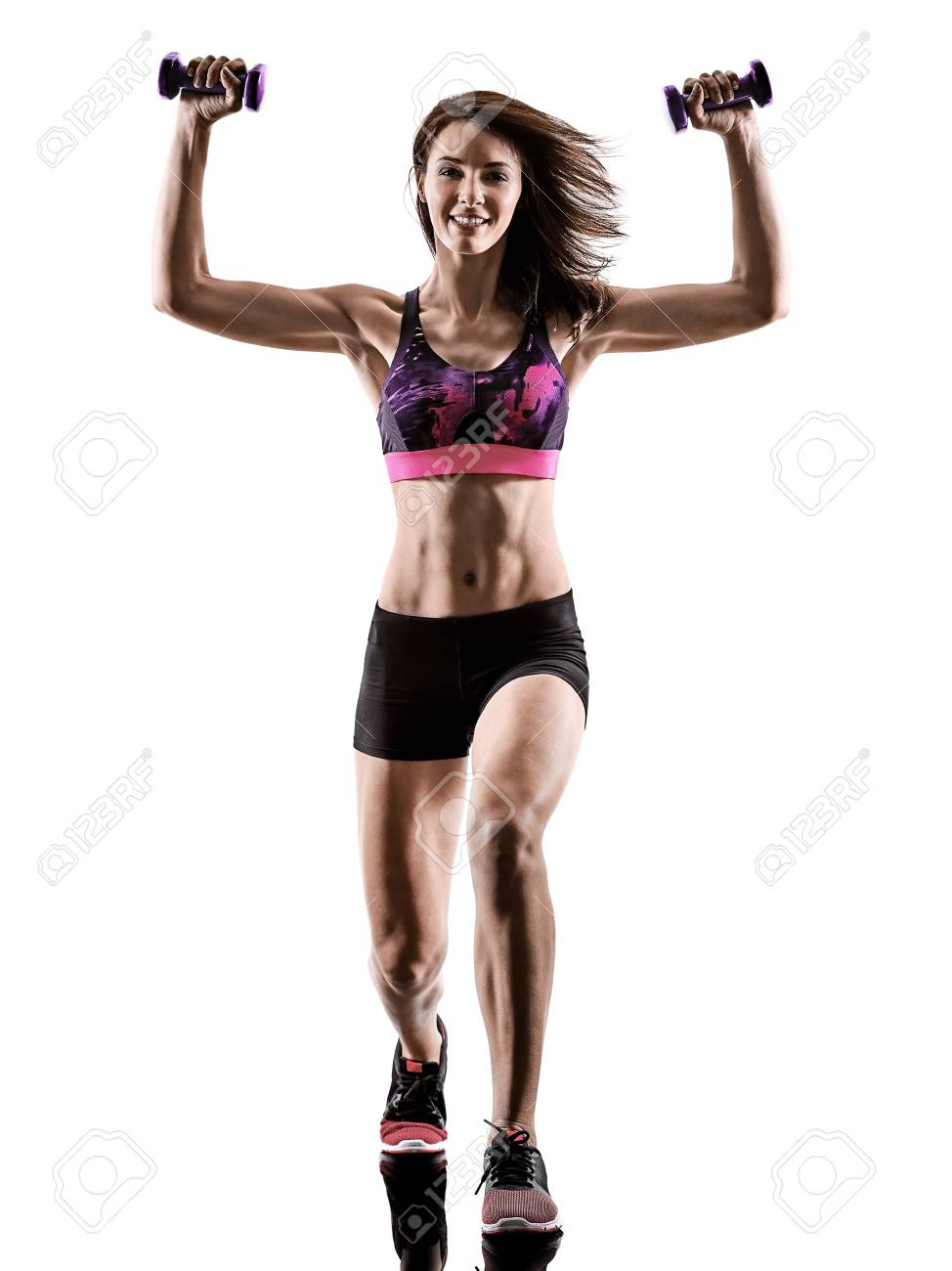one caucasian woman exercising
