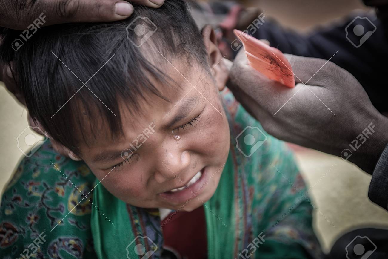 Indian baby hair cutting ritual  puja in a rural indian village Andhra  Pradesh India Stock Photo  Alamy