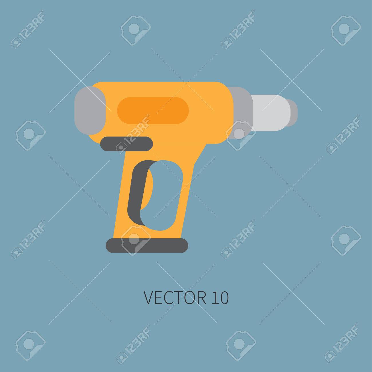 color flat vector icon with building electrical tool dryer industrial instrument works