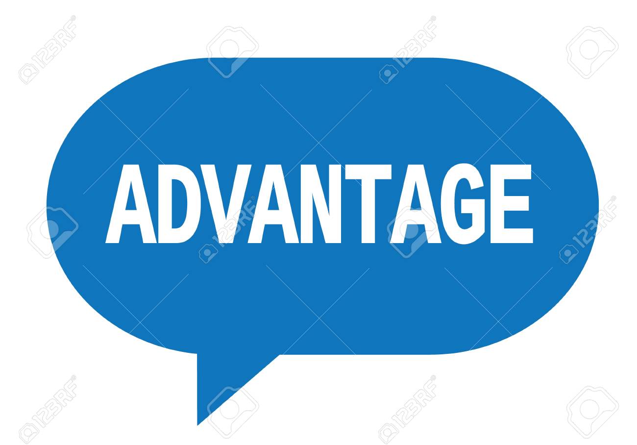 ADVANTAGE text in blue speech bubble simple sign with rounded corners. - 88961883 ADVANTAGE text in blue speech bubble simple sign with rounded corners. - 88961883