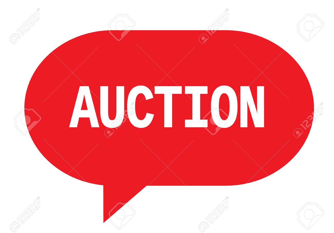 auction text in red speech bubble simple sign with rounded corners auction sign