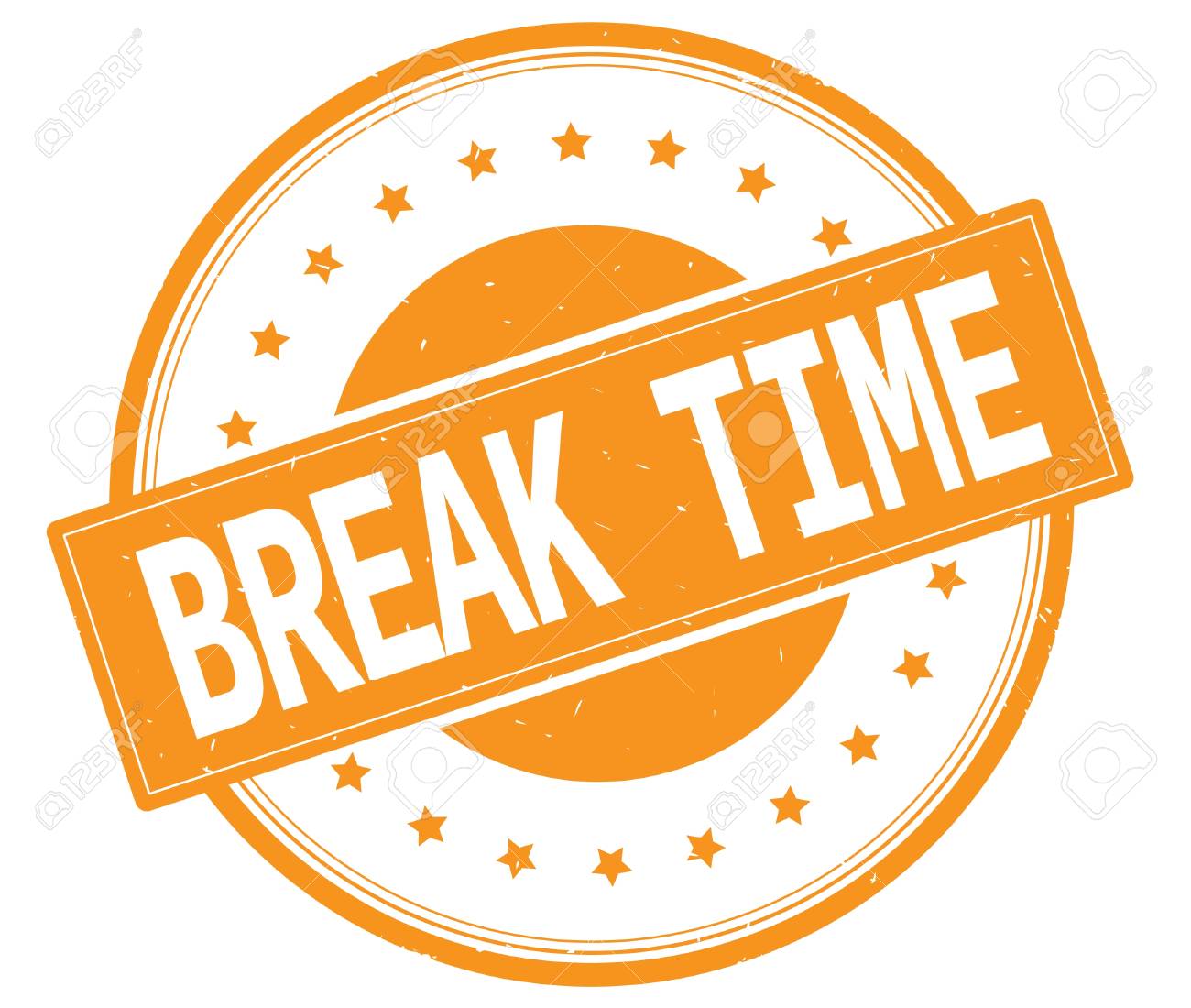 Break Time Text On Round Vintage Rubber Stamp Sign With Stars Stock Photo Picture And Royalty Free Image Image 89116614