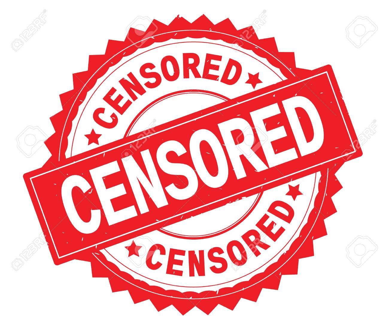 Censored Red Text Round Stamp With Zig Zag Border And Vintage Stock Photo Picture And Royalty Free Image Image