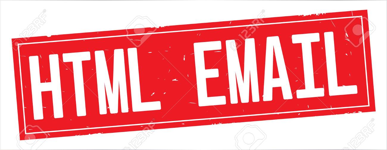 html email text on full red rectangle vintage textured stamp email stamp