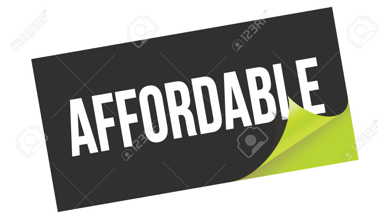 AFFORDABLE text written on black green sticker stamp. - 169909199 AFFORDABLE text written on black green sticker stamp. - 169909199