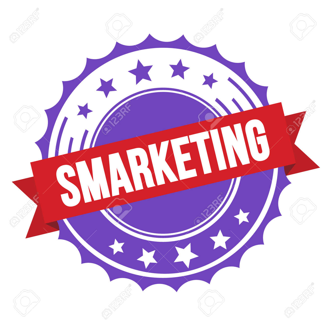 SMARKETING text on red violet ribbon badge stamp. - 169909489 SMARKETING text on red violet ribbon badge stamp. - 169909489