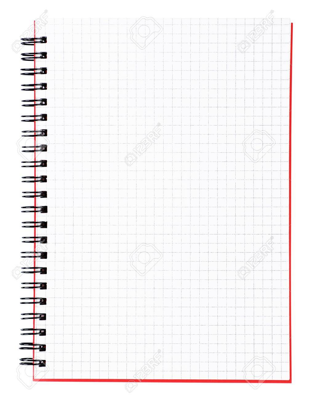 blank page of a notebook with black binder and red cover vertical