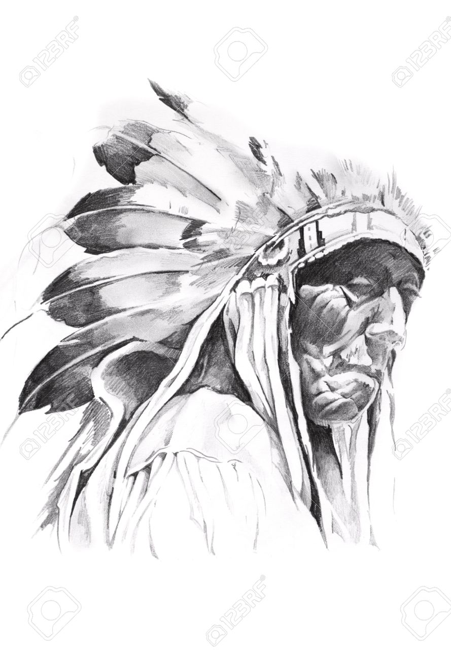 sketch of tattoo art indian head stock photo picture and royalty sketch of tattoo art indian head stock photo picture and royalty