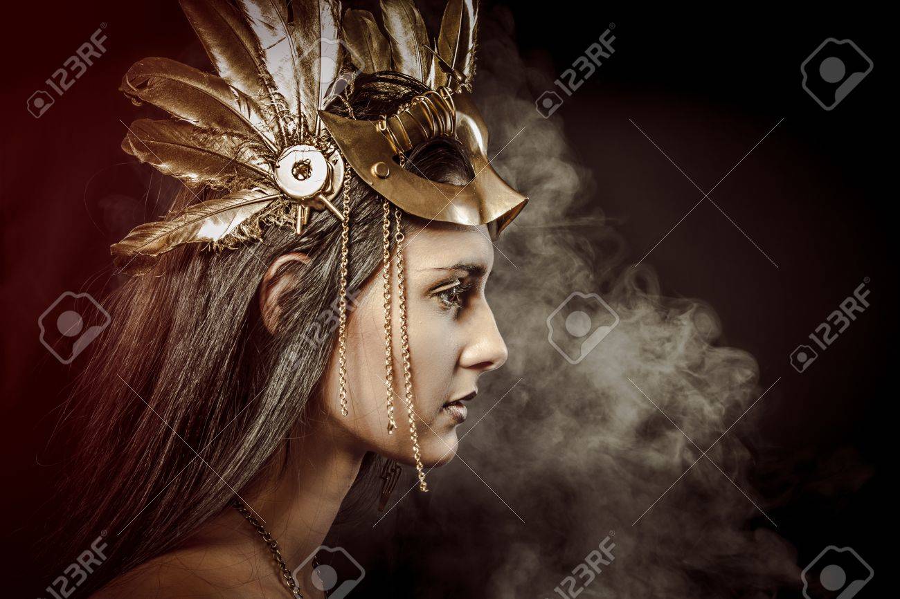 Fairy Queen, young with golden mask, ancient goddess - 22114303 Fairy Queen, young with golden mask, ancient goddess - 22114303