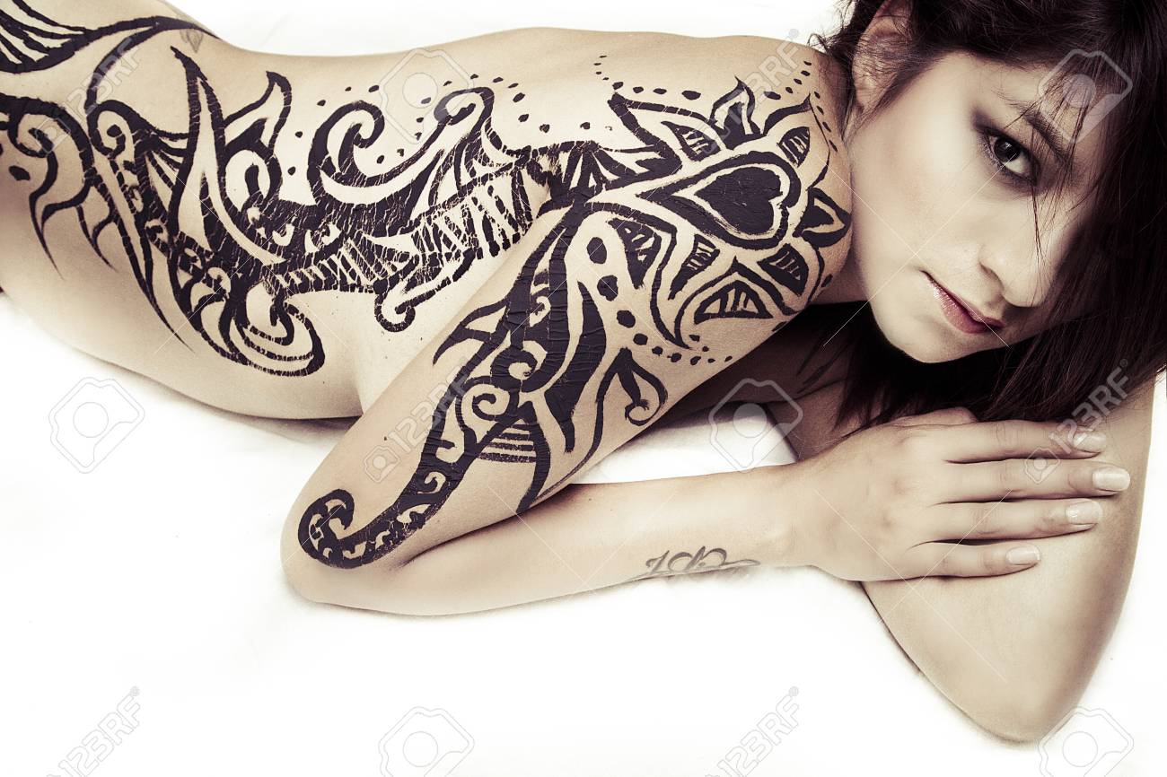 Sexy Latina With Beautiful Hand-painted Tattoos On The Skin Stock Photo,  Picture and Royalty Free Image. Image 33671901.