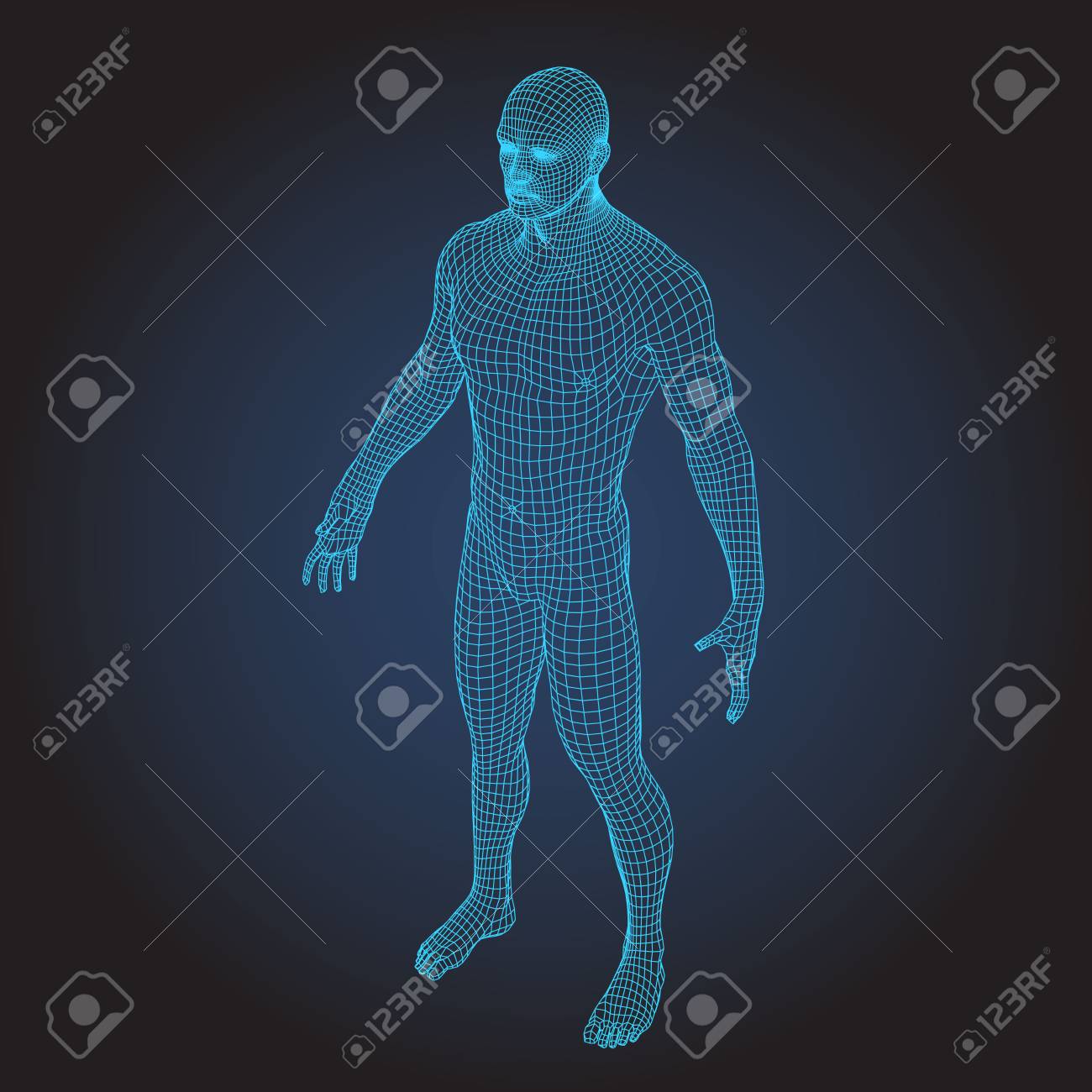 3dワイヤーフレーム人体フルフェイス ベクトルイラスト のイラスト素材 ベクタ Image 96800919