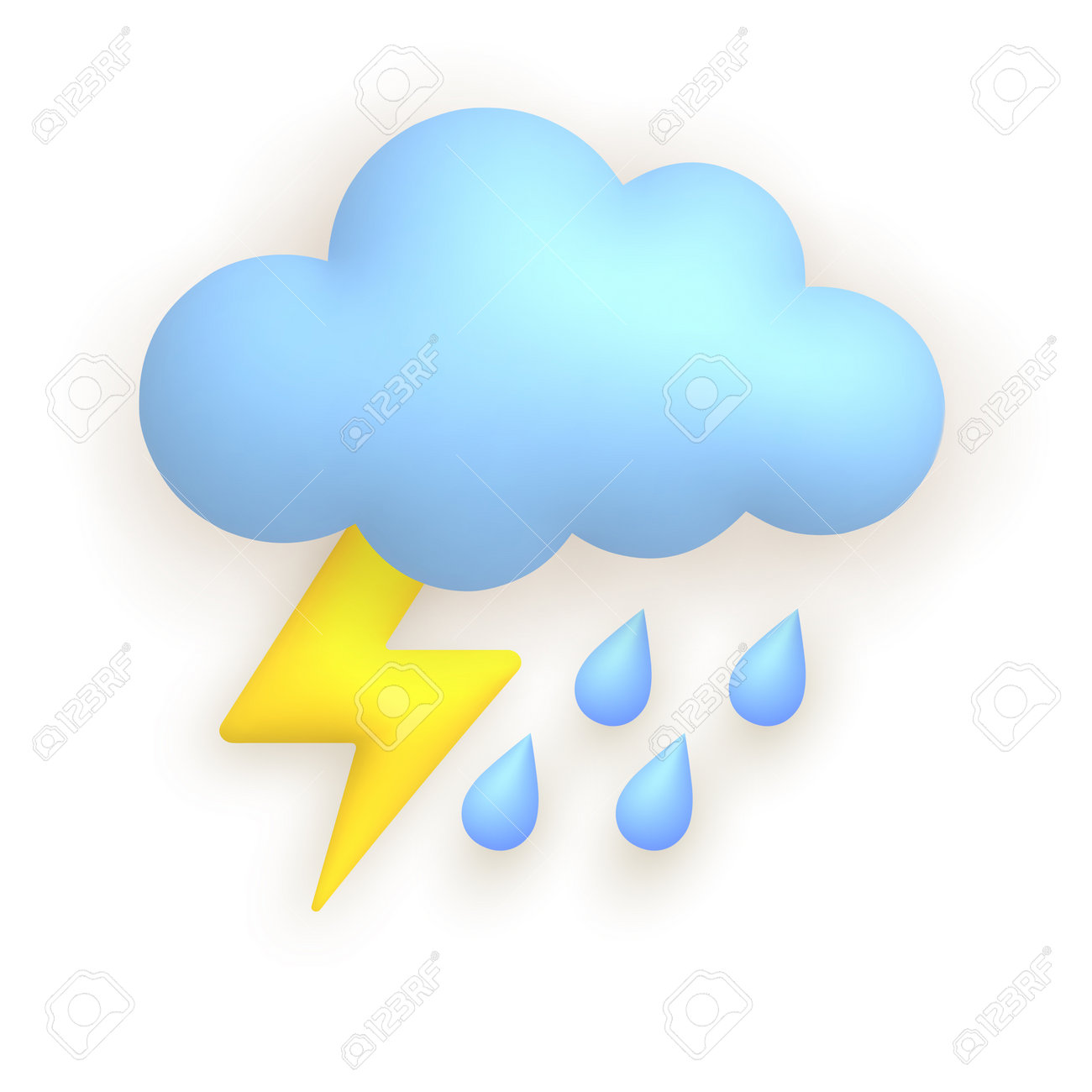 Cloud, Lightning, Rain. Cute Weather Realistic Icon. 3d Cartoon Vector  Illustration. Royalty Free SVG, Cliparts, Vectors, and Stock Illustration.  Image 195294106., image size:1300x1300