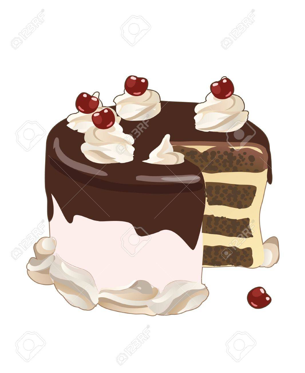 Cake With A Cut Slice Royalty Free Cliparts Vectors And Stock Illustration Image 22175746