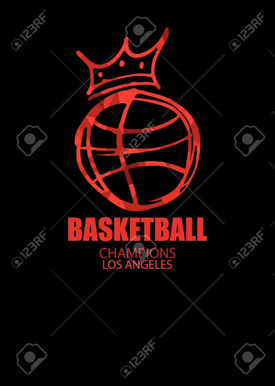 ベクトル イラスト バスケット ボール ポリゴン スタイル ロゴ ボールおよびゲームのための王冠のシンボルです バスケット ボール スポーツ ポスターをデザインします のイラスト素材 ベクタ Image