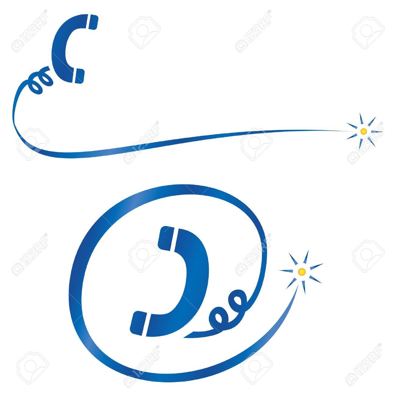 電話の受話器とケーブルのシンボルとピクトグラムのイラスト素材 ベクタ Image