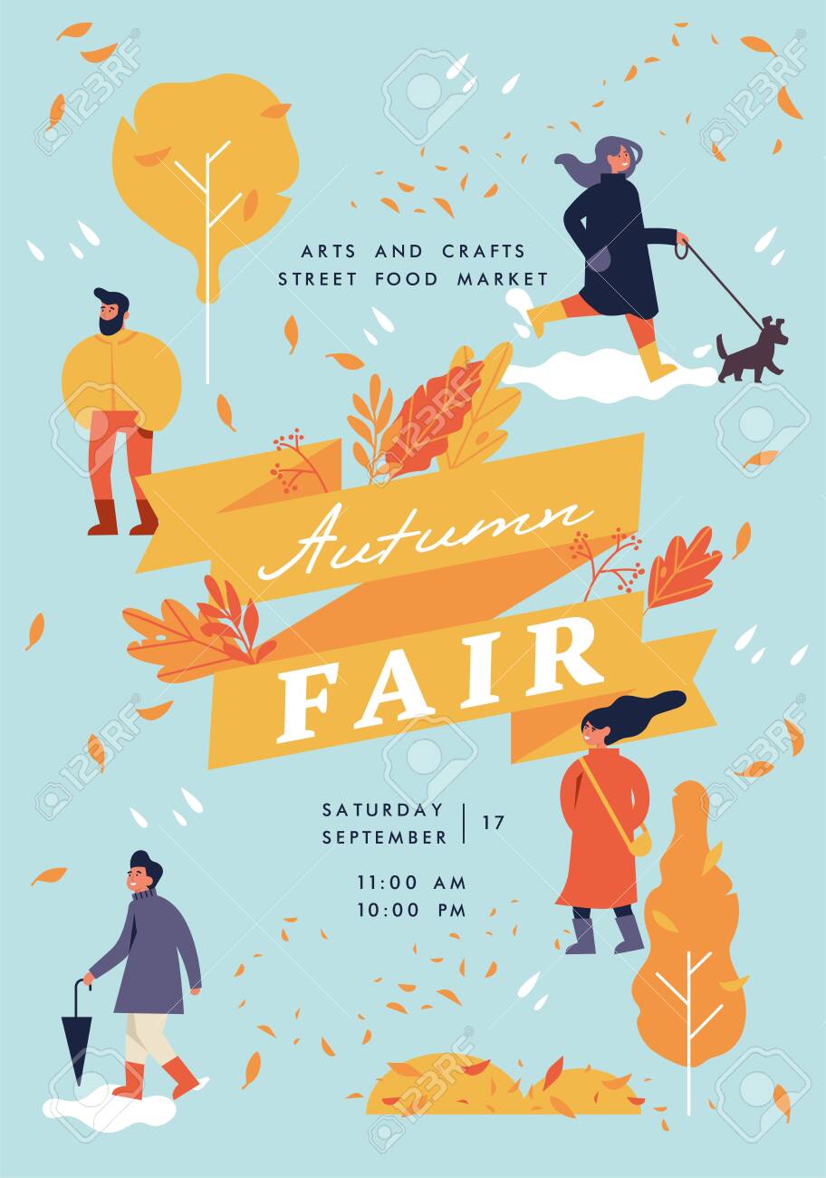 vector autumn fair poster flyer or banner or banner template craft fair flyer template