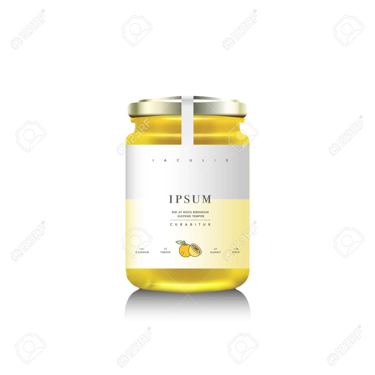 Download Realistic Glass Bottle Packaging For Fruit Jam Design Lemon Royalty Free Cliparts Vectors And Stock Illustration Image 130898113