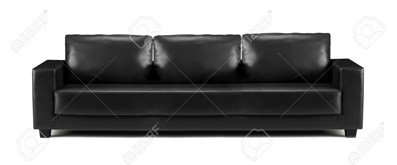 Divano moderno in pelle nera isolato foto royalty free, immagini ... Divano moderno in pelle