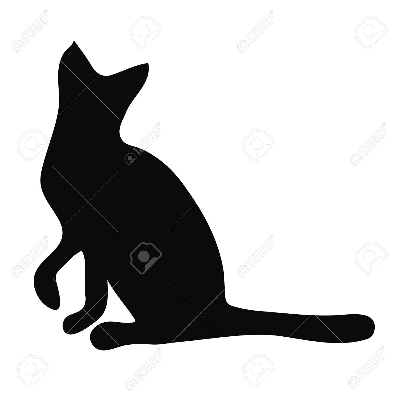 白い背景の上に座っている猫のシルエット のイラスト素材 ベクタ Image