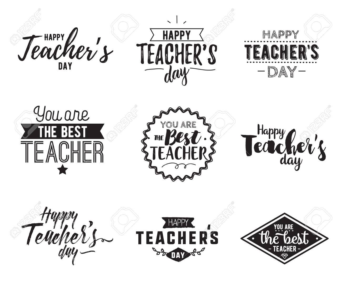 Happy Teachers Day Vector Typography Set. Stock Photo, Picture and Royalty  Free Image. Image 55750892., image size:1300x1072