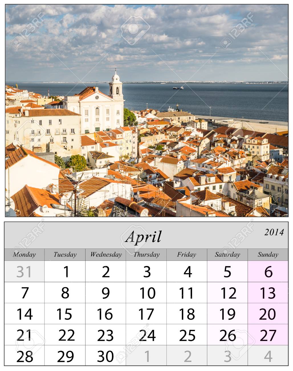 Calendar April 14 With Alfama In Lisbon Portugal Stock Photo Picture And Royalty Free Image Image