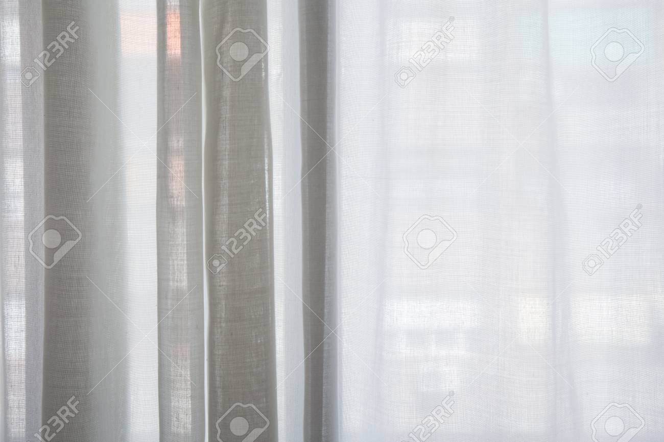 White Curtain Of The Lounge Window Texture Background Stock Photo