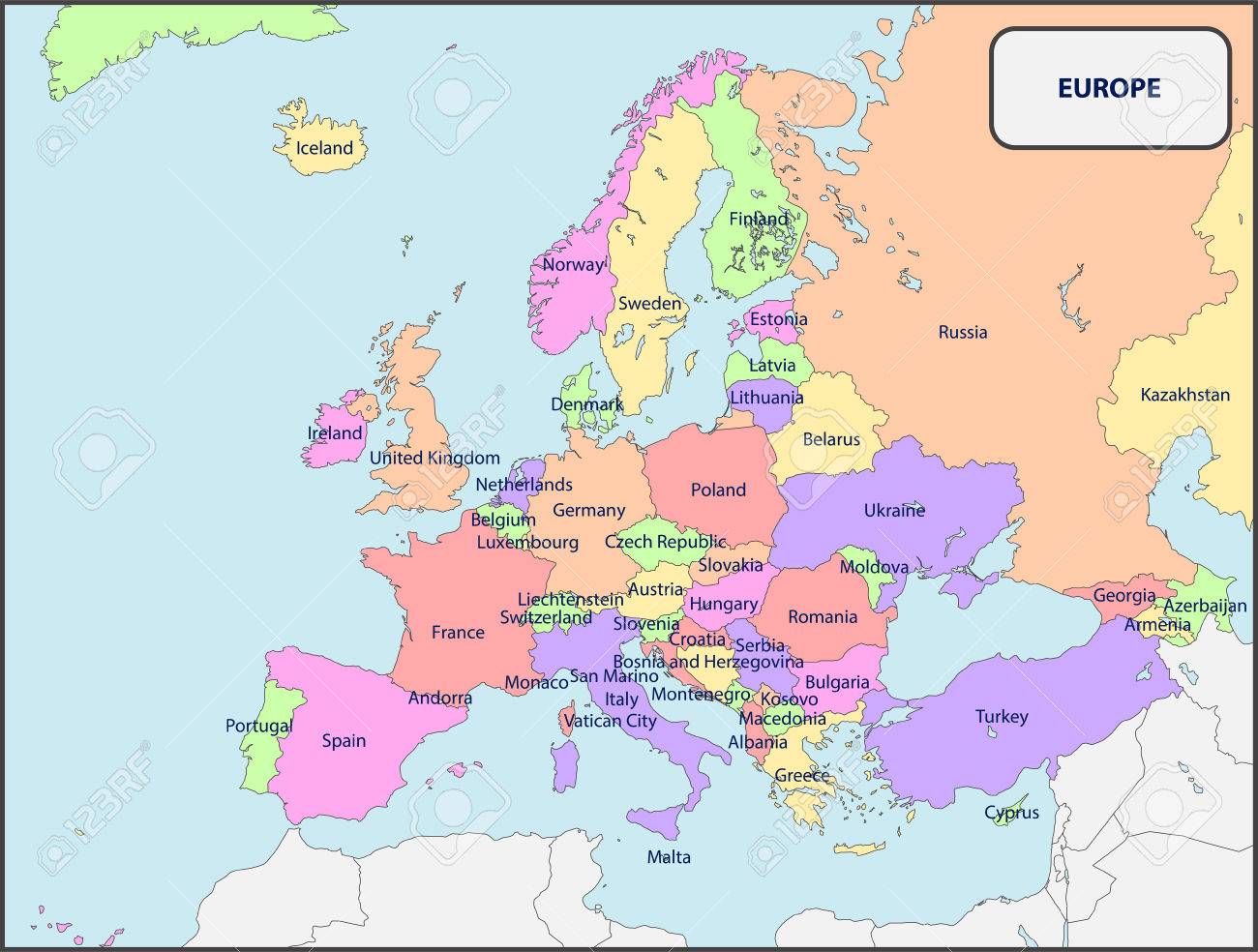 political map of europe with names stock vector 58292918