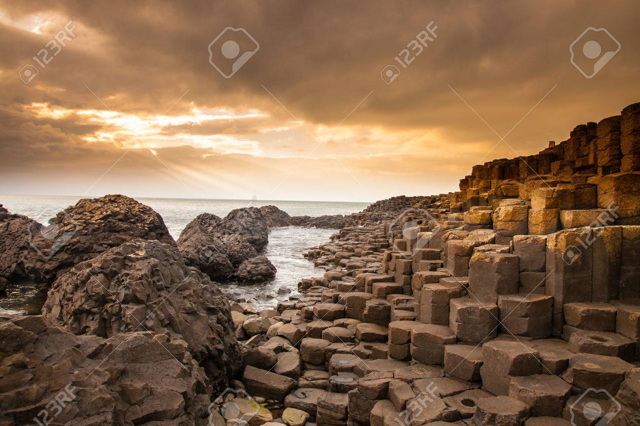 According to legend, the interlocking basalt columns are the remains of a causeway built by legendary giant Finn MacCool - 52496309 According to legend, the interlocking basalt columns are the remains of a causeway built by legendary giant Finn MacCool - 52496309